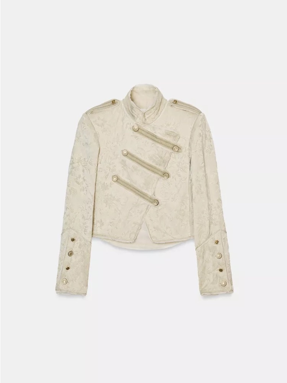 Ivory Military-Style Embroidered Jacket